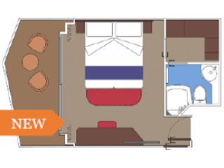 MSC World Europa – Каюти с балкон и изглед към променадата - клас FANTASTICA Описание на каюта Каюти с балкон и изглед към променадата - клас FANTASTICA на круизен кораб MSC World Europa – обзавеждане, площ