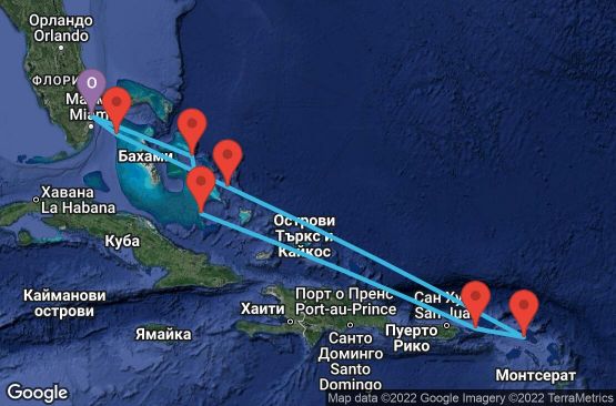 Маршрут на круиз 7 дни Лукс на Карибите
