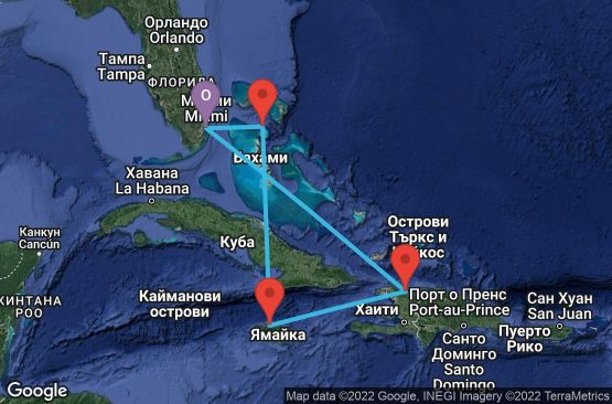 Маршрут на круиз 6 дни САЩ, Бахамските острови, Ямайка, Хаити - 06W131