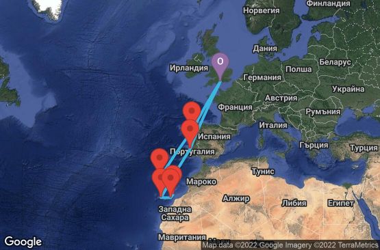 Маршрут на круиз 12 дни Великобритания, Испания, Португалия - 12M603