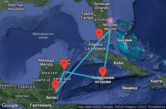 Маршрут на круиз 7 дни САЩ, Белиз, Мексико, Каймановите острови - 07W462