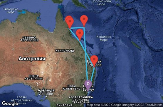 Маршрут на круиз 11 дни Австралия - 11K131