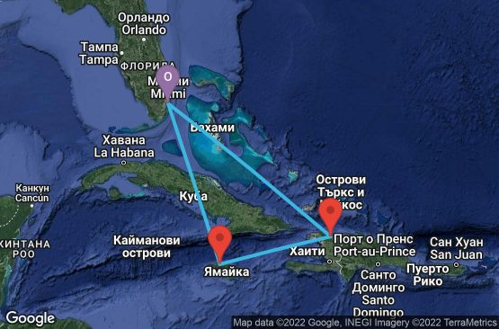 Маршрут на круиз 5 дни САЩ, Ямайка, Хаити - 05W376