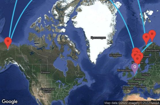 Маршрут на круиз 12 дни Холандия, Норвегия, САЩ - 12U294