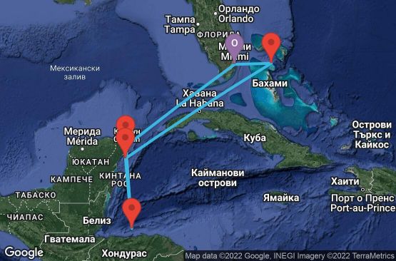 Маршрут на круиз 7 дни САЩ, Бахамските острови, Мексико, Хондурас - 07W469