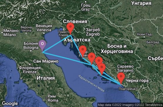 Маршрут на круиз 7 дни Италия, Хърватска - 07M513