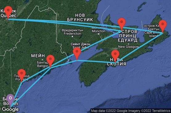 Маршрут на круиз 12 дни САЩ, Канада - 12N018