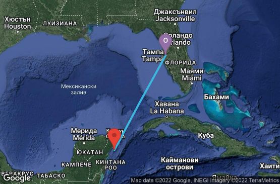 Маршрут на круиз 4 дни САЩ, Мексико - 04W127