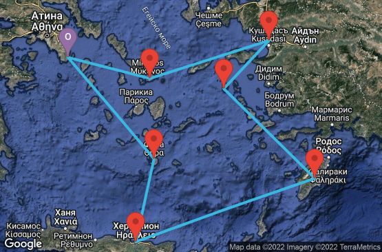 Маршрут на круиз 4 дни - пет гръцки острова и Кушадасъ