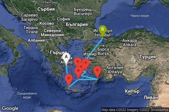 Маршрут на круиз 8 дни Гърция, Турция - 08M132