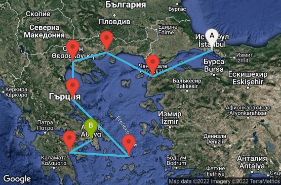 Маршрут на круиз 7 дни Турция, Гърция - 07M603