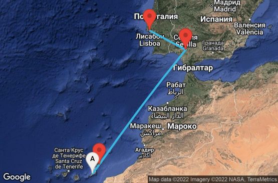 Маршрут на круиз 7 дни Испания, Португалия - 07M629