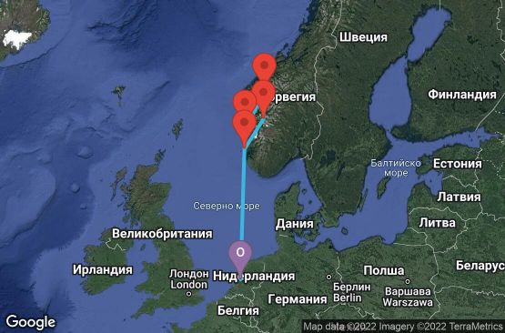 Маршрут на круиз 7 дни Холандия, Норвегия - 07U161