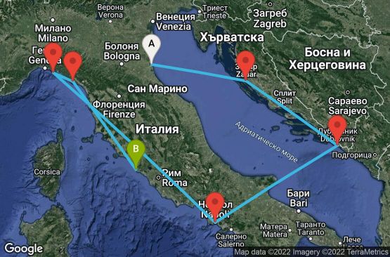 Маршрут на круиз 9 дни Италия, Хърватска - 09M247