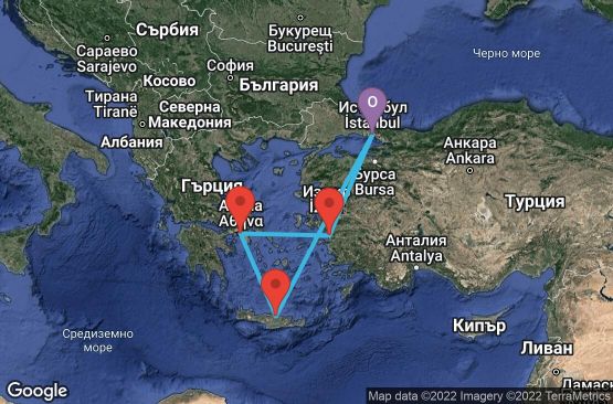 Маршрут на круиз 7 дни Турция, Гърция - IST07016