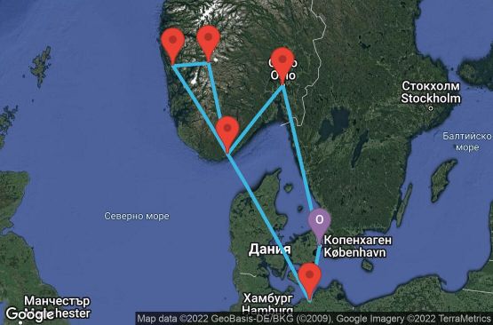 Маршрут на круиз 7 дни Дания, Германия, Норвегия - UNBG