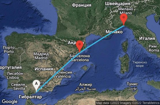 Маршрут на круиз 5 дни Испания, Италия - UO8K