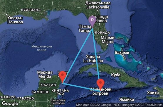 Маршрут на круиз 6 дни САЩ, Каймановите острови, Мексико - 06W171