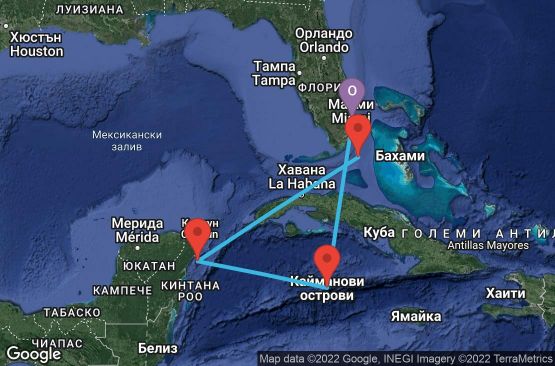 Маршрут на круиз 6 дни САЩ, Каймановите острови, Мексико, Бахамските острови - 06W174