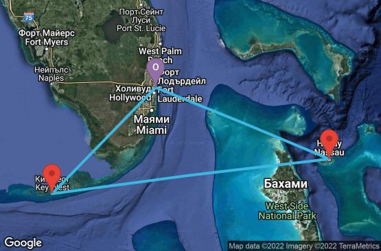 Маршрут на круиз 4 дни САЩ, Бахамските острови - 4BH139