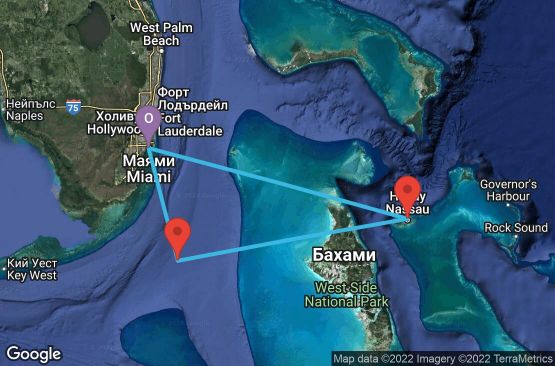Маршрут на круиз 3 дни САЩ, Бахамските острови - 03S138