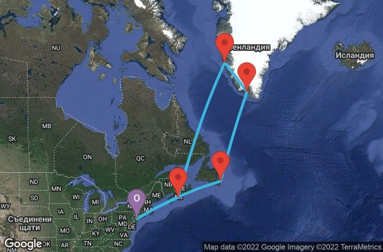 Маршрут на круиз 14 дни САЩ, Канада, Гренландия - 14U112