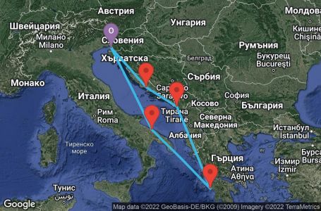 Маршрут на круиз 6 дни Италия, Хърватска, Черна гора, Гърция - TRS06114