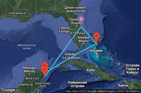 Маршрут на круиз 6 дни САЩ, Бахамските острови, Мексико - 06W178