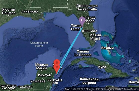 Маршрут на круиз 5 дни САЩ, Мексико - 05W533