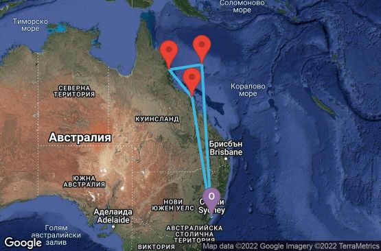 Маршрут на круиз 9 дни Австралия - 09K139