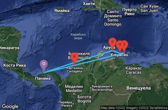 Маршрут на круиз 7 дни Панама, Колумбия, Холандски Антили, Аруба - 07D359