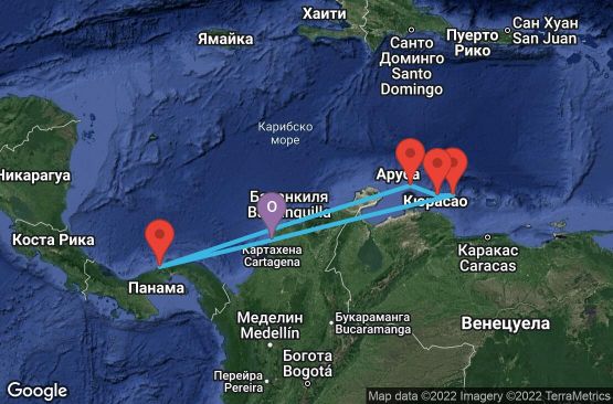 Маршрут на круиз 7 дни Колумбия, Холандски Антили, Аруба, Панама - 7IP095