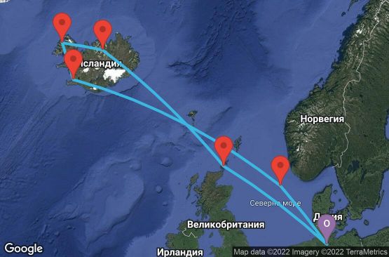 Маршрут на круиз 11 дни Германия, Великобритания, Исландия - UQ8Y