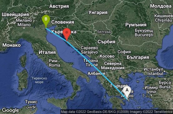 Маршрут на круиз 3 дни Гърция, Хърватска, Италия - UQ1U