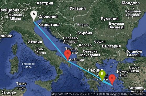 Маршрут на круиз 4 дни Италия, Гърция - UQ2P