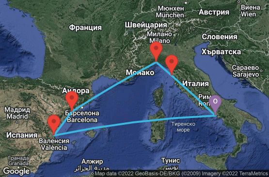 Маршрут на круиз 7 дни Италия, Испания с тръгване от Неапол - UQLL