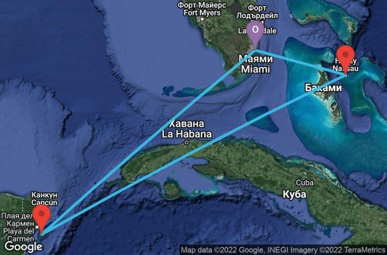 Маршрут на круиз 5 дни САЩ, Бахамските острови, Мексико - 05Z212