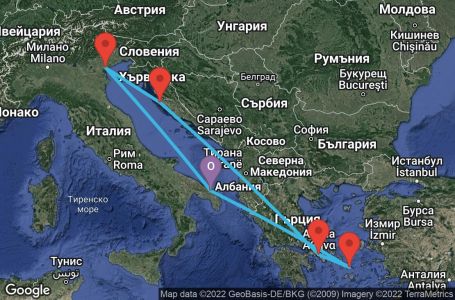 Маршрут на круиз 7 дни Италия, Гърция, Хърватска - UQT3