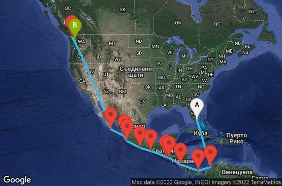 Маршрут на круиз Repo - Panama Canal (MIA/SEA) - SUPC20CNNMIASEA