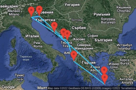 Маршрут на круиз EUROPE - GREEK ISLES & EASTERN MED (VCE/VCE) - PERL10CNNVCEVCE
