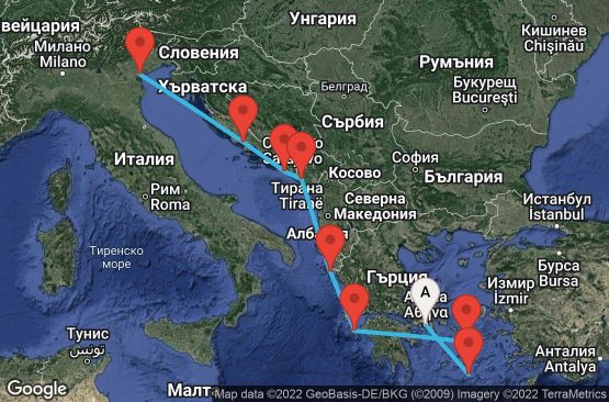 Маршрут на круиз EUROPE - GREEK ISLES & EASTERN MED (PIR/VCE) - PERL09CNNPIRVCE