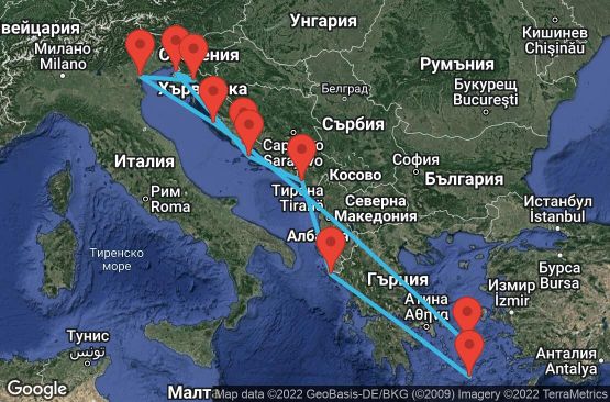 Маршрут на круиз Greek Isles & Italy (VCE/VCE) - GEMV10CNNVCEVCE