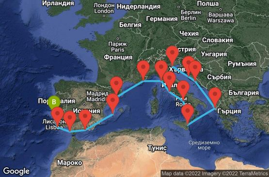 Маршрут на круиз EUROPE - FRANCE & IBERIA (VCE/LIS) - STAR15CNNVCELIS