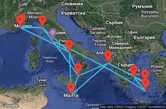Маршрут на круиз Greek Isles & Italy (CIV/CIV) - EPIC10CNNCIVCIV