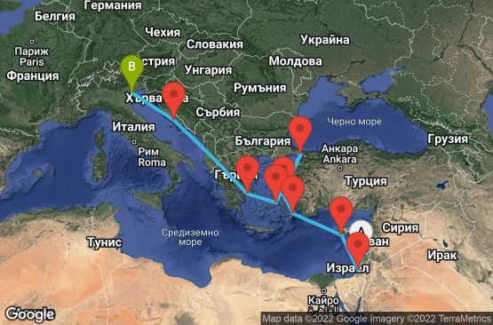 Маршрут на круиз Eastern Mediterranean (HFA/VCE) - EPIC10CNNHFAVCE