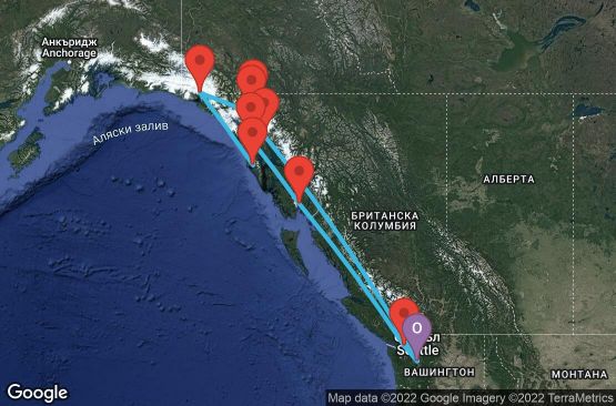 Маршрут на круиз Alaska - Seattle (SEA/SEA) - SALH10CNNSEASEA