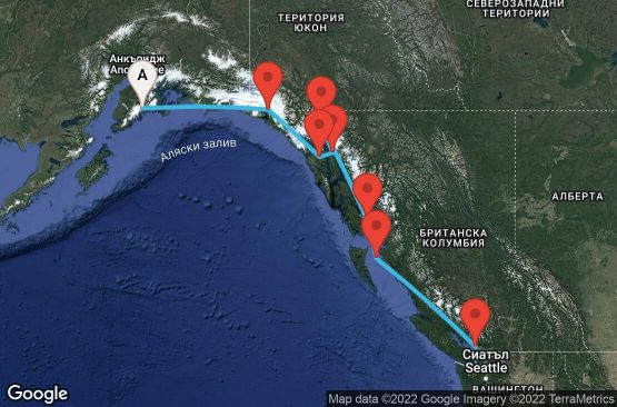 Маршрут на круиз Alaska - Southbound Whittier (SWD/VAN) - JWEL07CNNSWDVAN