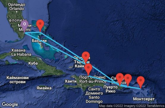 Маршрут на круиз Eastern Caribbean - Miami (MIA/MIA) - SKYC09CNNMIAMIA