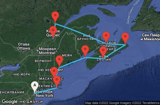 Маршрут на круиз Canada & New England - New York (NYC/QUE) - SKYN11CNNNYCQUE