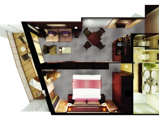 Описание на каюта The Haven Family Villa - Апартамент с 2 спални - H6 на круизен кораб Norwegian Escape – обзавеждане, площ